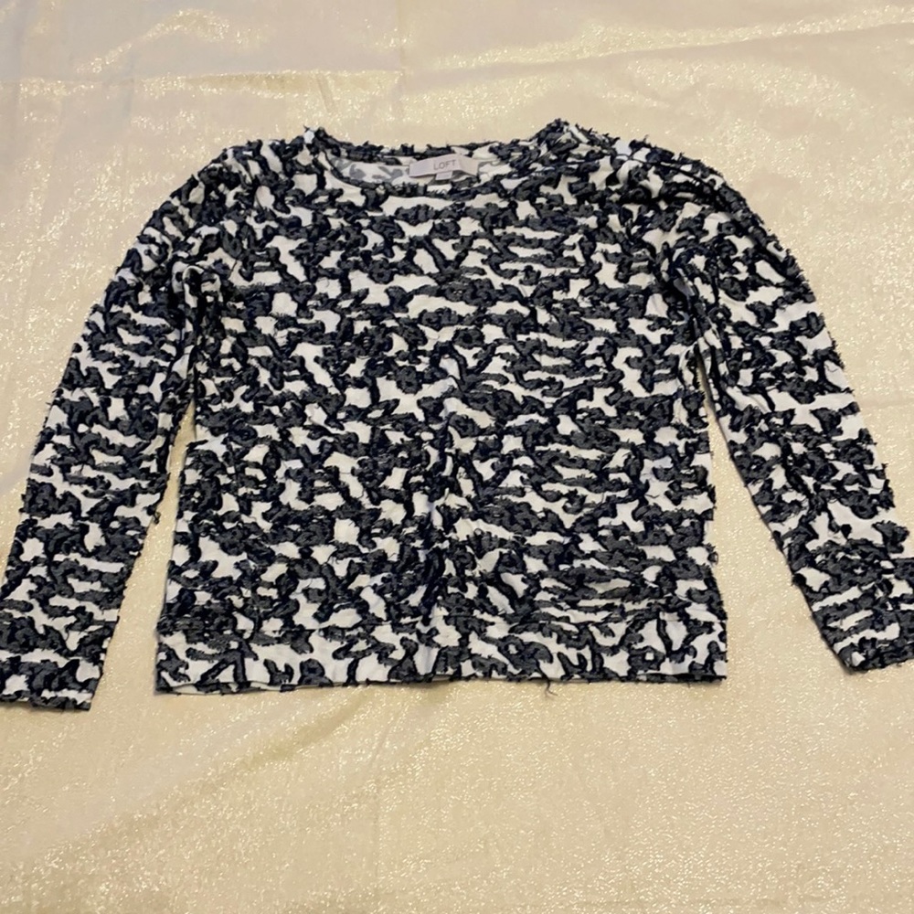 Loft Size Small White and Navy Sweater